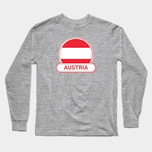 Austria Country Badge - Austria Flag Long Sleeve T-Shirt